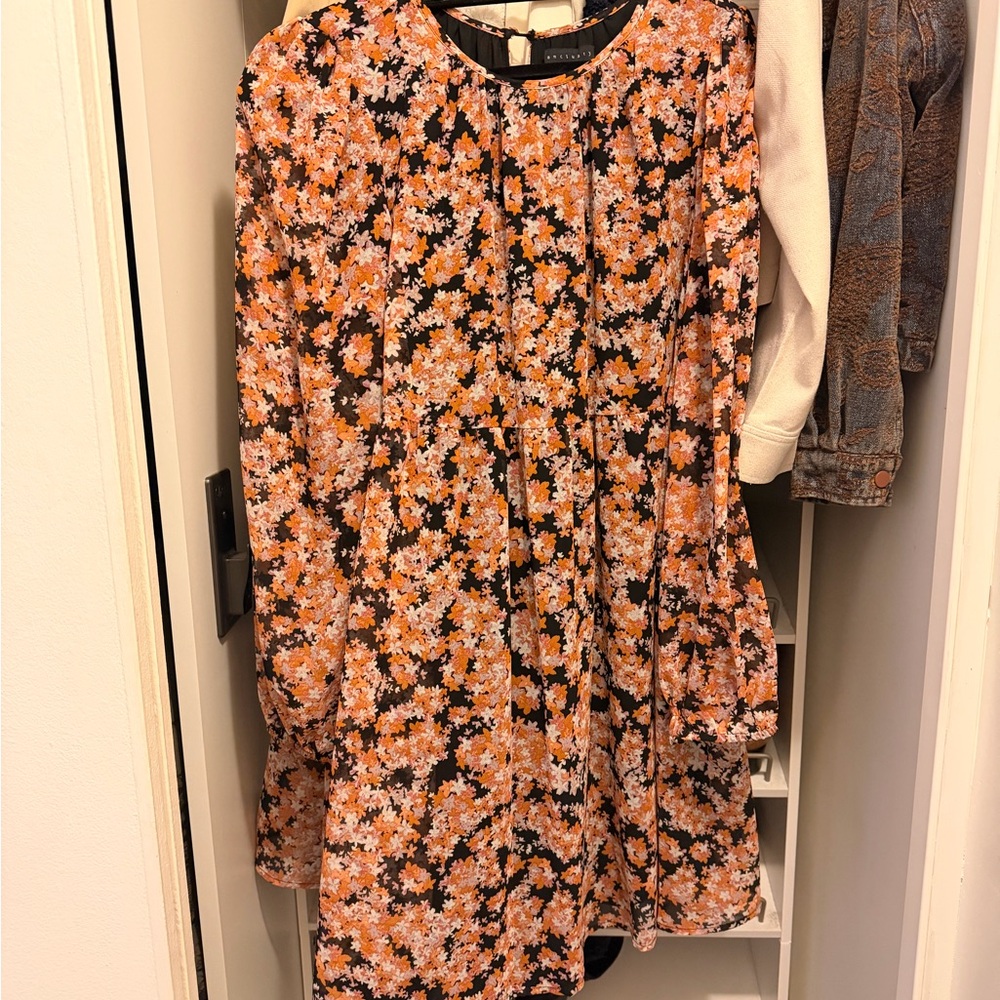 Sanctuary Brand Floral Mini Dress in Orange and Black